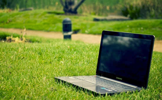Photo of laptop with rural internet access