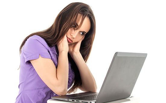 Photo of woman struggling to get internet access